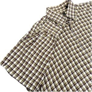Orvis Brown and White Casual Button Down Shirt‎ with Checkered Pattern